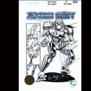 ZOOM SUIT #2 AUTOGRAPHED LITHOGRAPH COLLECTION PENCILS & INK STUDIO PROOFS_C_ARMORED LEGENDS_BOB LAYTON_SUIT UP